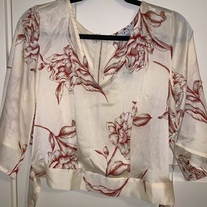 Satin crop floral top